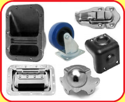 Catches, Castors, Handles, Mounting Plates and Aluminium Extrusion