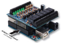 Velleman  I/O Shield fitted to Arduino UNO Board
